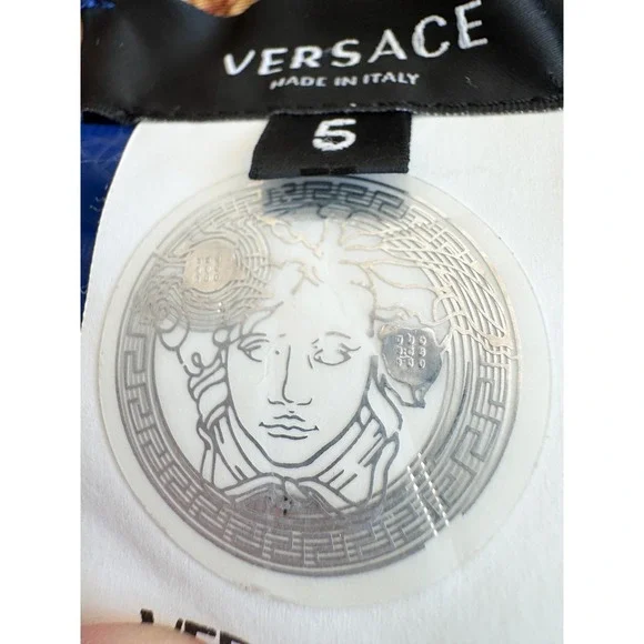 Authentic Versace Gold Baroque Heritage Print Swim Trunks Royal Blue Men's Sz M - Picture 3 of 11